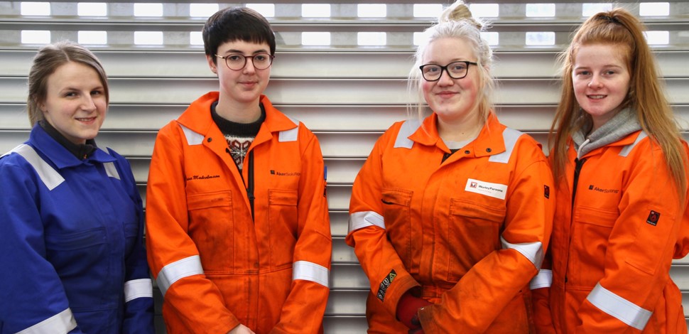 ECITB apprentices on the OGTAP course at Forth Valley College, Falkirk The four female ECITB-sponsored OGTAP apprentices