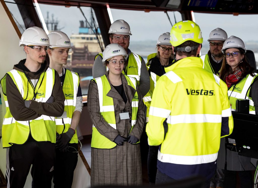 Scholars learn about life working offshore from Vestas at the Operations and Maintenance base’s Marine Control Centre