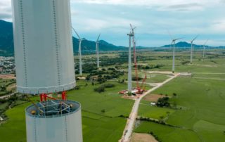 Wind turbines under construction