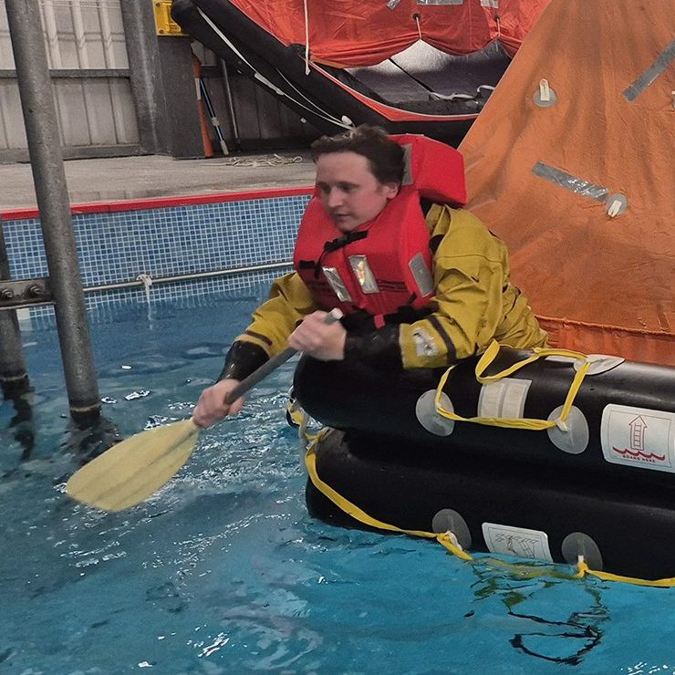 Learners On Wind Turbine Technician Cross Skill Pilot Completing GWO BST Training. Declan Porter Pictured Left