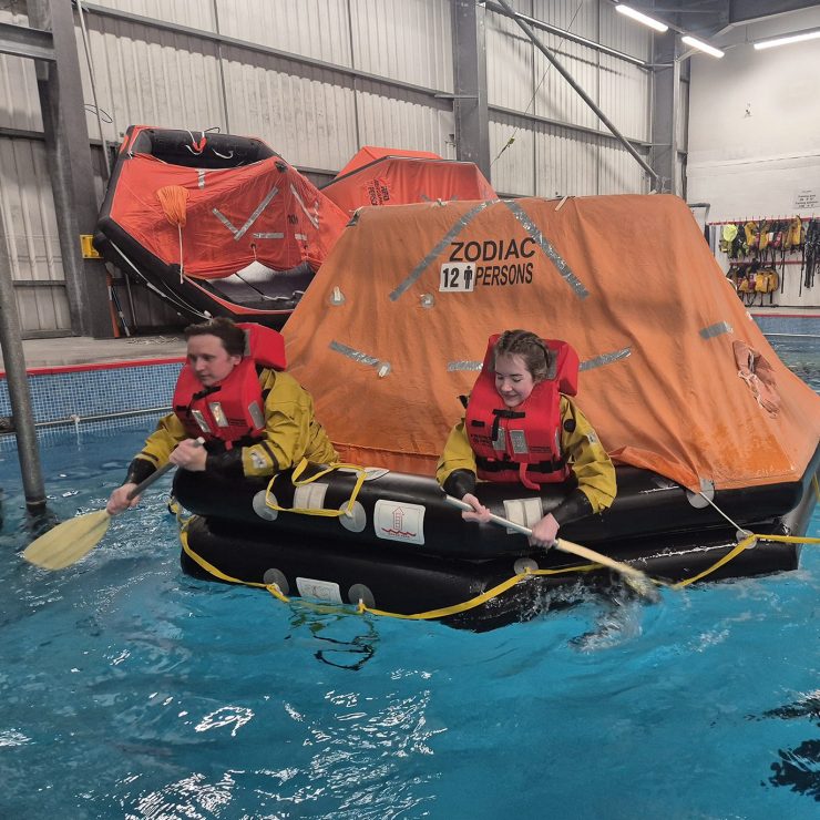 Learners On Wind Turbine Technician Cross Skill Pilot Completing GWO BST Training. Declan Porter Pictured Left