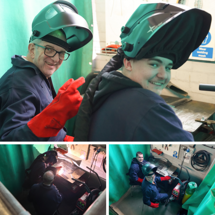 CEO Andrew Hockey Being Shown How To Weld By An ECITB Scholarship Learner At Reagit In Norfolk