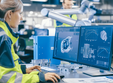 Design And Draughting Blonde Lady Looking A Computer Screen