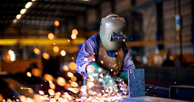 Welder wearing PPE
