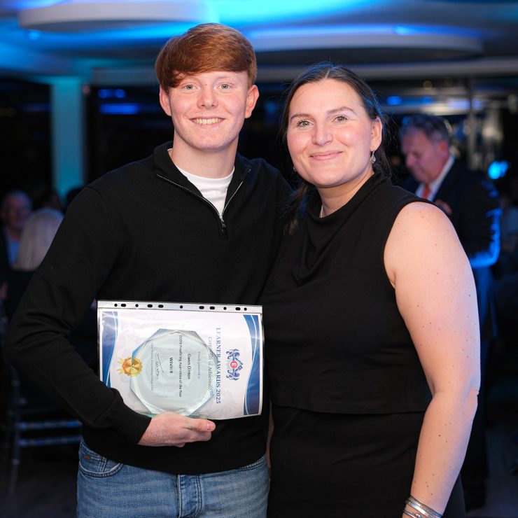 former ECITB Scholarship learner Owen Clinton Got His Apprentice Award From Plessey Black, ECITB New Entrants Operational Officer.