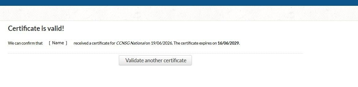 Certificate valid