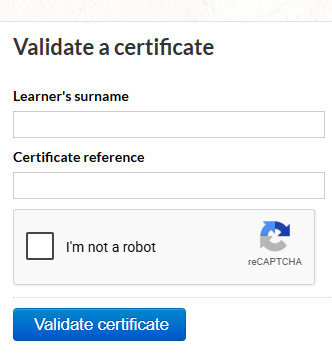 Certificate Checker Landing Screen
